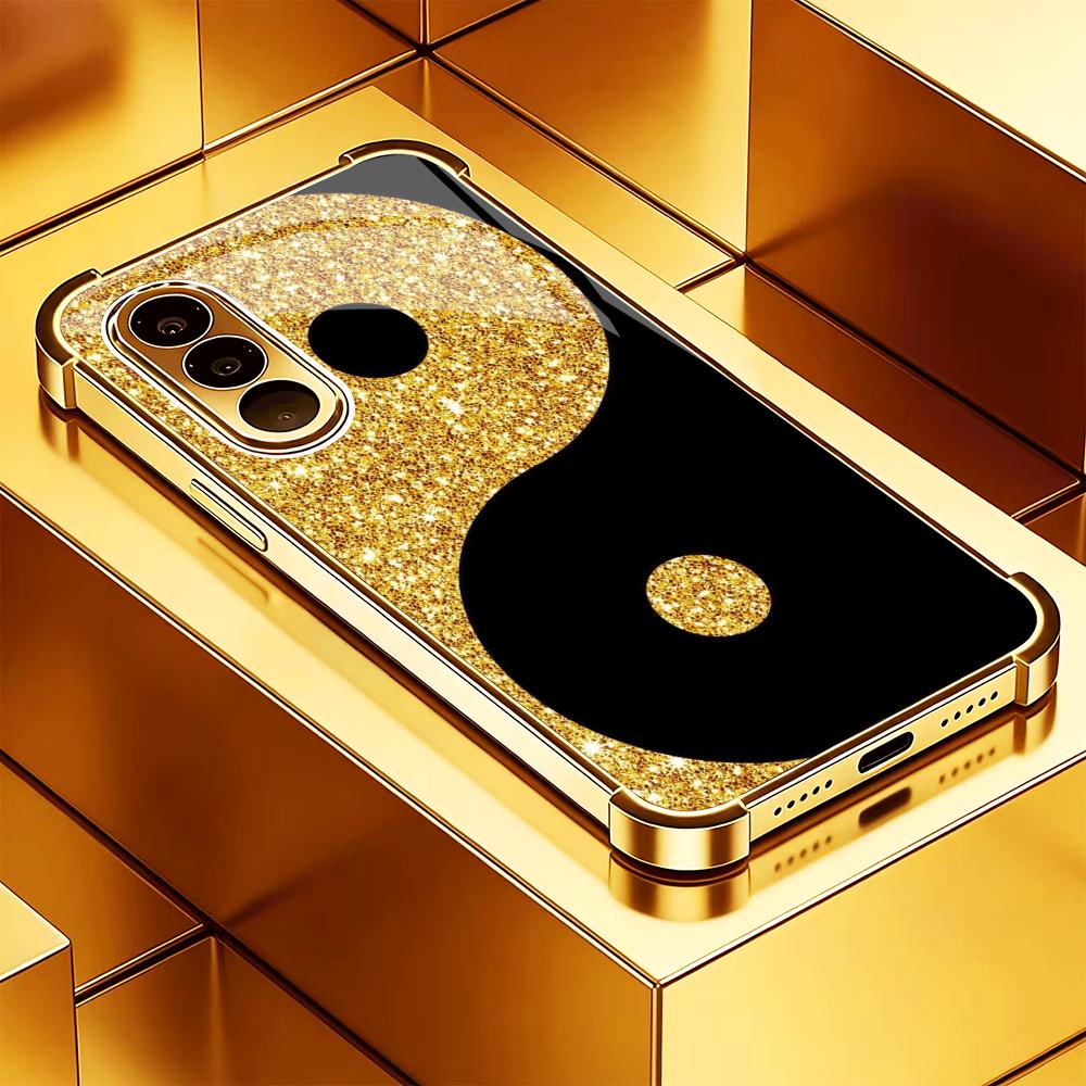 Pc Case Tempered Glass - Luxurious black gold pattern Tempered Glass