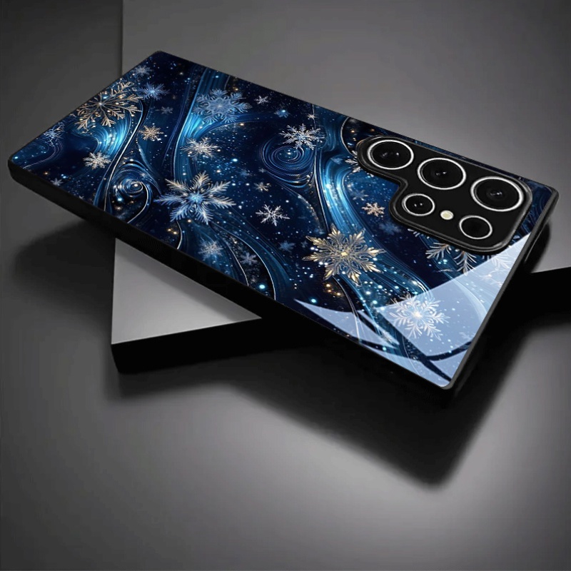 Blue and gold snowflake patter - огляд і ціна Pc Case Tempered Glass