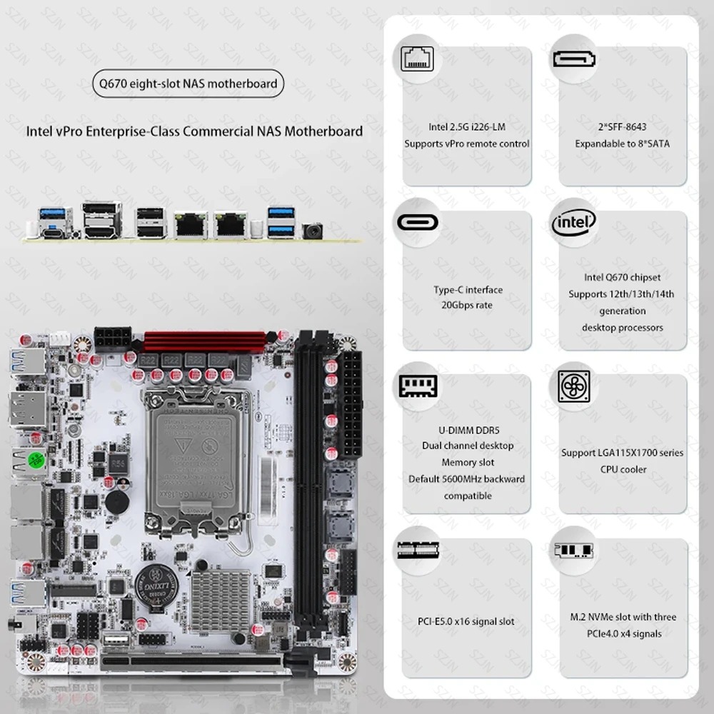 Q670 ITX NAS Motherboard Kit,  - огляд і ціна Pc Gaming I7 14Th Gen