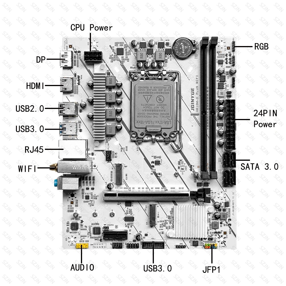 JGINYUE H610M Mainboard LGA170 - огляд і ціна Pc Gaming I7 14Th Gen