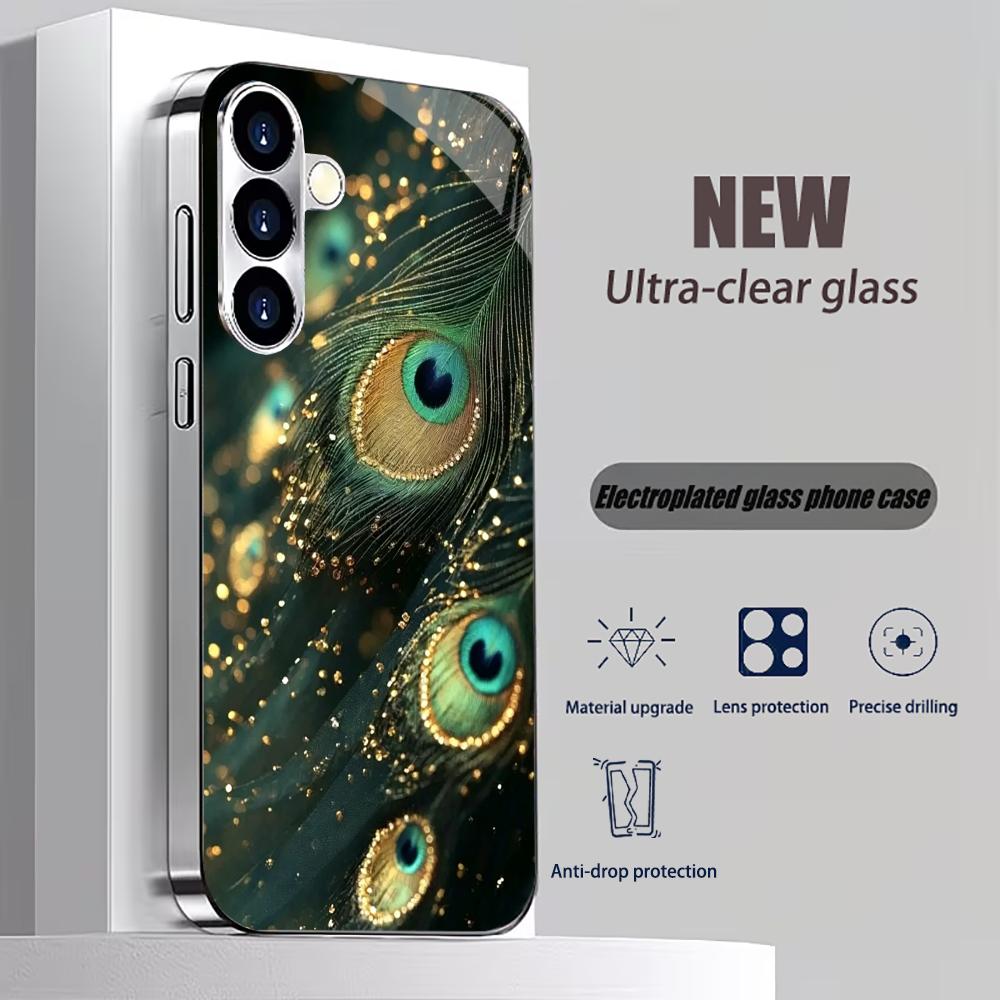 Green peacock feathers Tempere - огляд і ціна Pc Case Tempered Glass