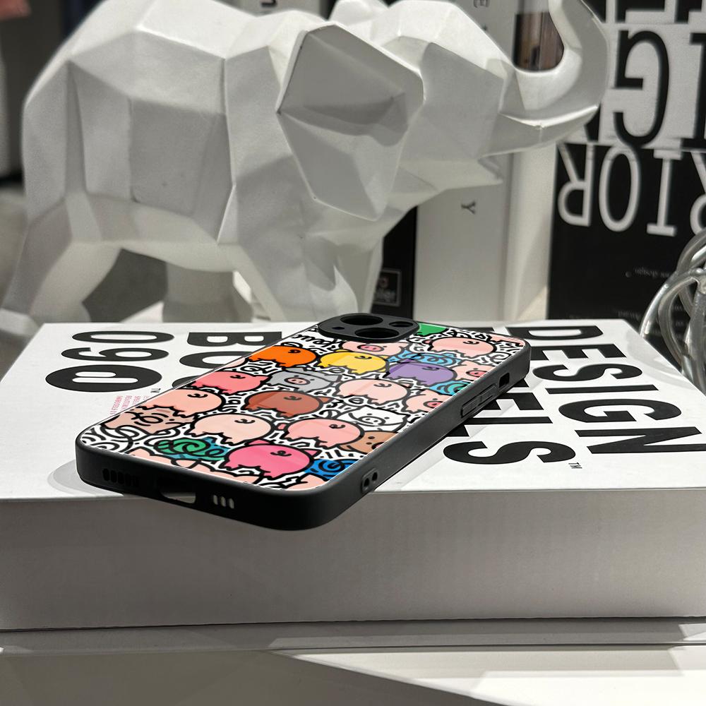 Cute Pig Doodle Phone Case Tem - огляд і ціна Pc Case Tempered Glass